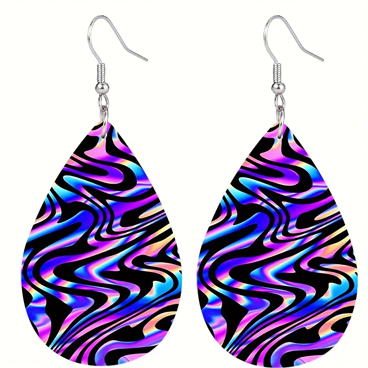 Women's Abstract Pattern Wooden Long Earrings, Gift